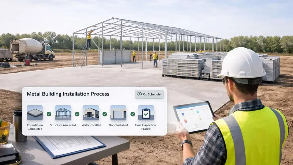 How Automated Concrete Coordination Speeds Up the Metal Building Installation Timeline